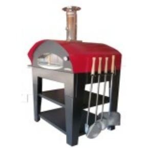 Rossofuoco Large Piu Trecento Single Chamber with Extra Tall/Deluxe Cart Wood-Fired Pizza Oven FPT-REDCUSTOMCTPT