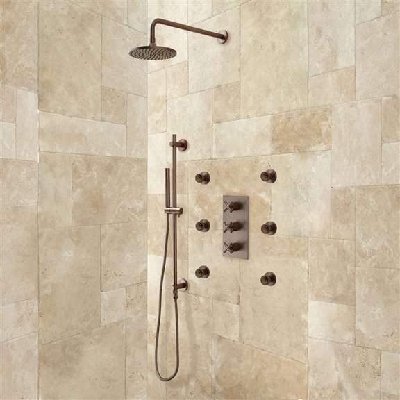 Fontana Showers Fontana Lima Wall Mount Rainfall Shower System fs17-bronze-shower-systems