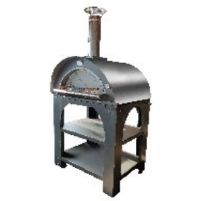 Clementi Large Single Chamber Pulcinella Wood-Fired Pizza Oven with Deluxe Cart with 304 Stainless Steel Roof MAXIDLXPULCTINOX