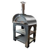 Clementi Medium Single Chamber Pulcinella Wood-Fired Pizza Oven with Deluxe Cart with 304 Stainless Steel Roof PULCDLXTINOX